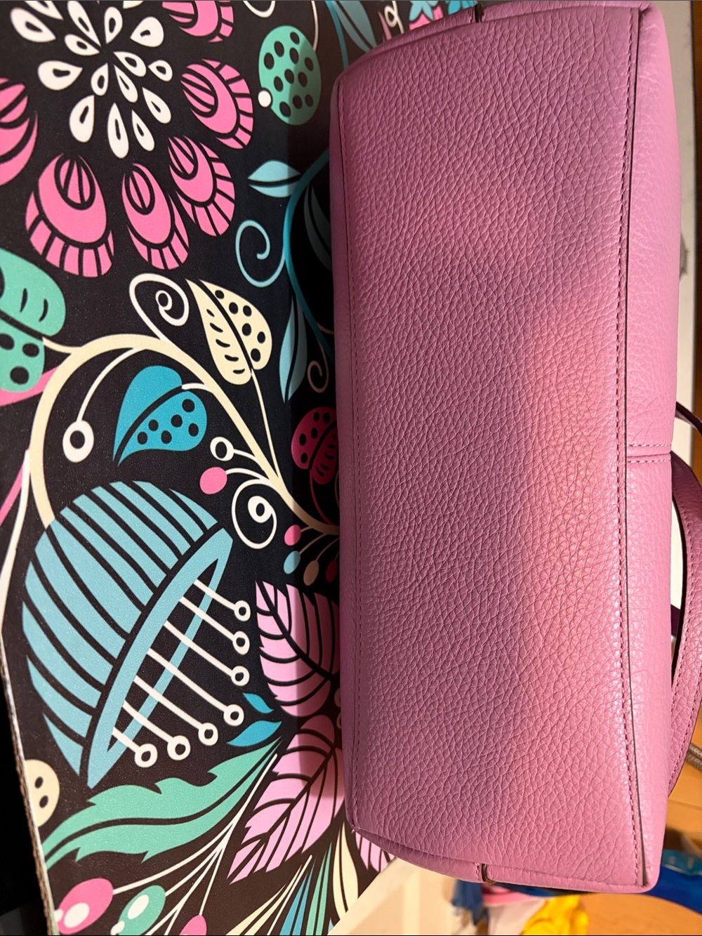 Coach Lilac Pebble Leather Tote with Double Shoulder Straps - Picture 4 of 5